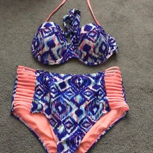 Colorful high waisted bathing suit
